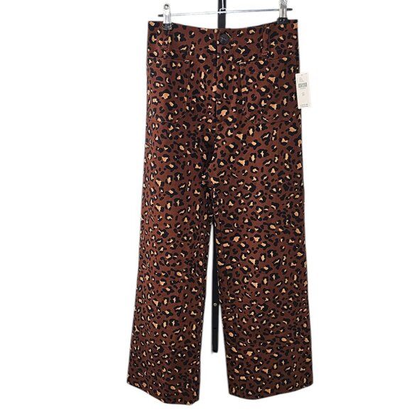 Anthropologie Maeve The Colette Ponte Crop Wide-Leg Pants, Leopard, High Rise 26 - Picture 1 of 10